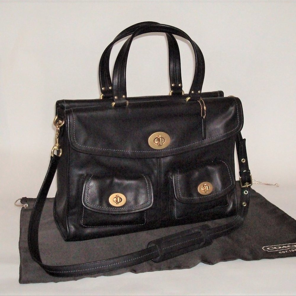 Coach Hamptons Black Leather Legacy Laptop Attache